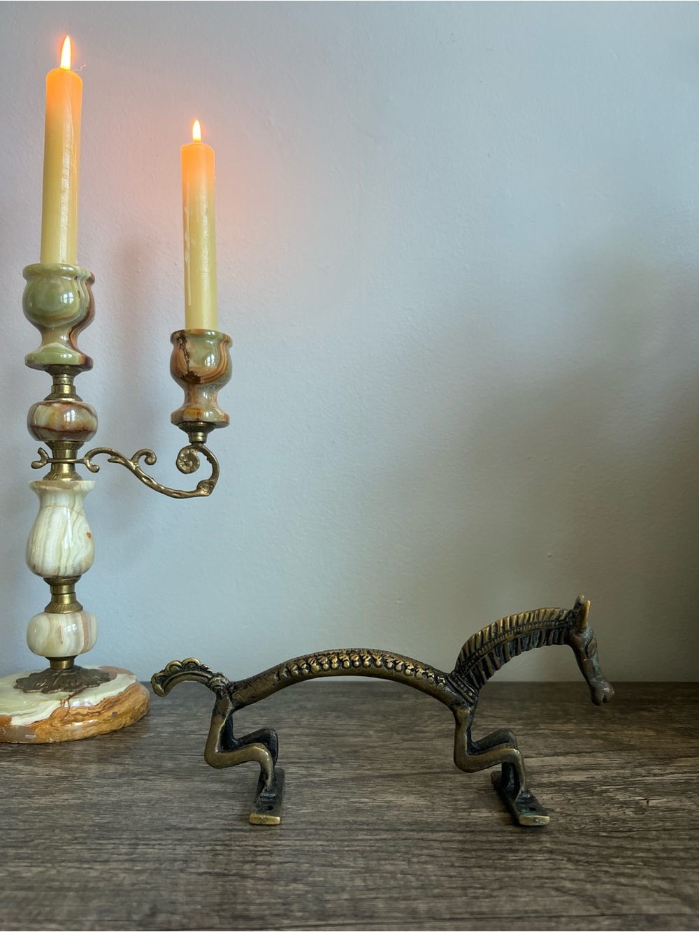 Vintage Ornate Brass Horse Door Pull